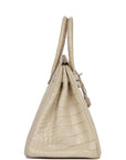 Top Quality HMS Birkin 35 Beton Matte Alligator Palladium Hardware