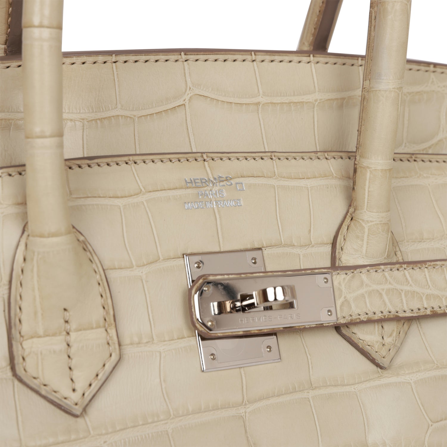Top Quality HMS Birkin 35 Beton Matte Alligator Palladium Hardware