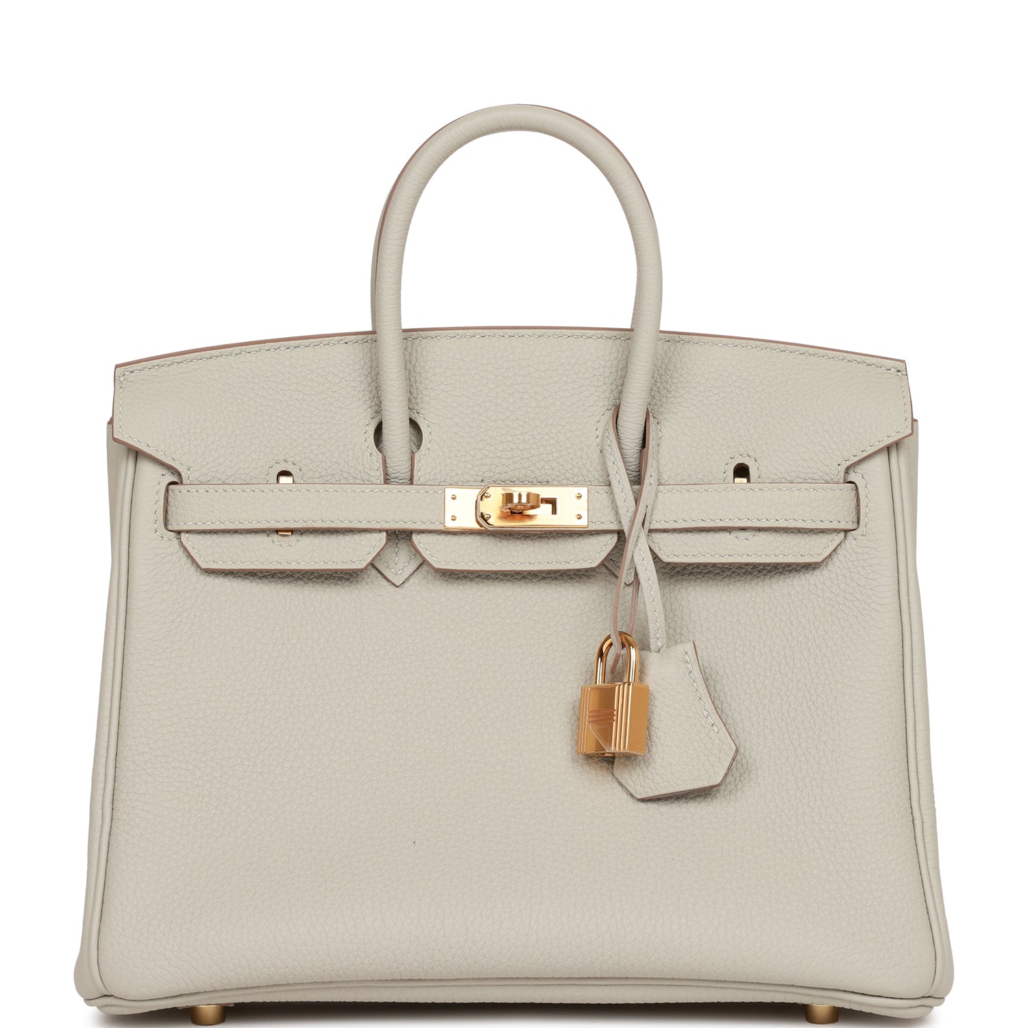 HMS Birkin 25 Gris Perle Togo Gold Hardware