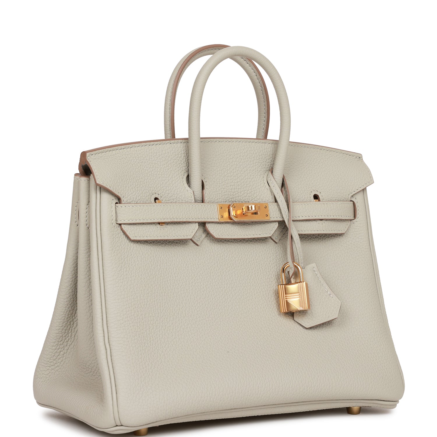 HMS Birkin 25 Gris Perle Togo Gold Hardware