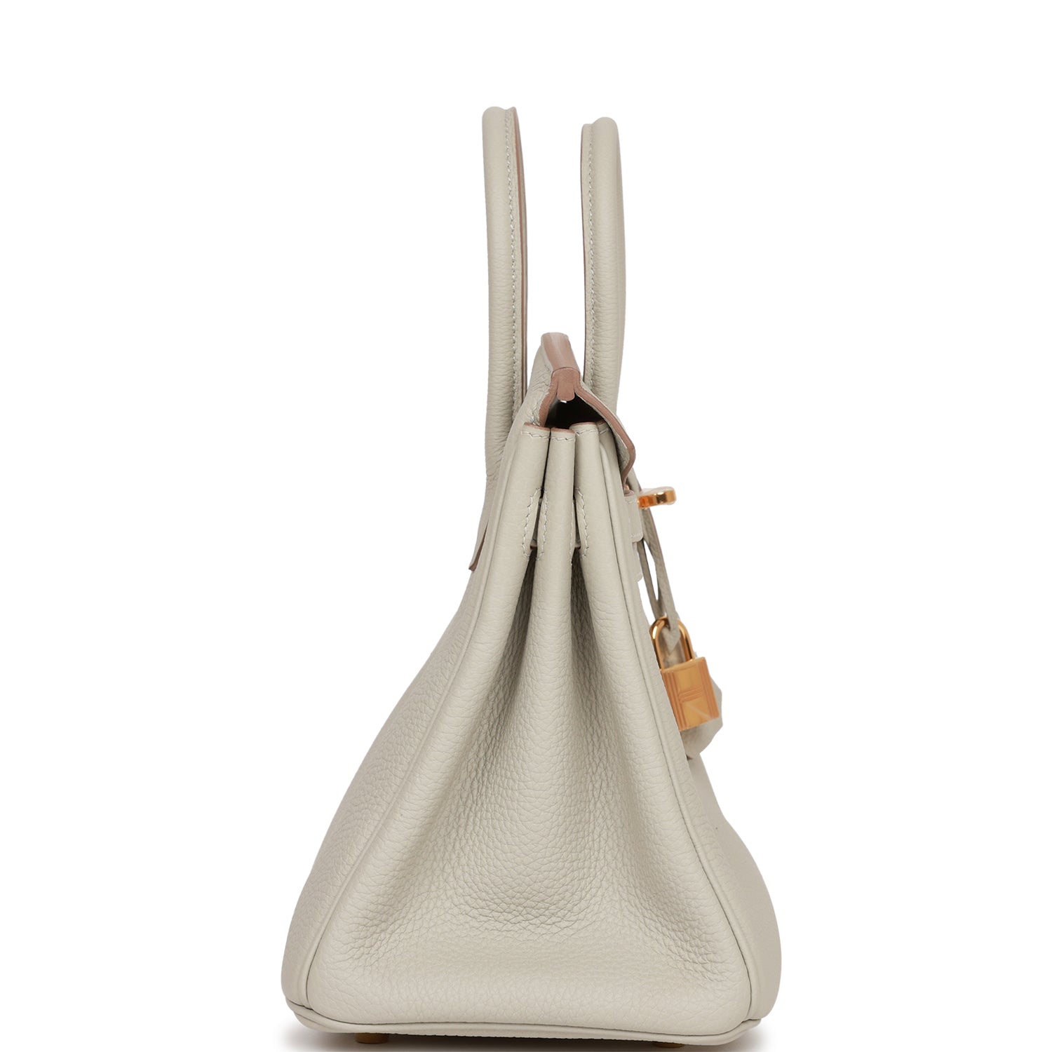 HMS Birkin 25 Gris Perle Togo Gold Hardware