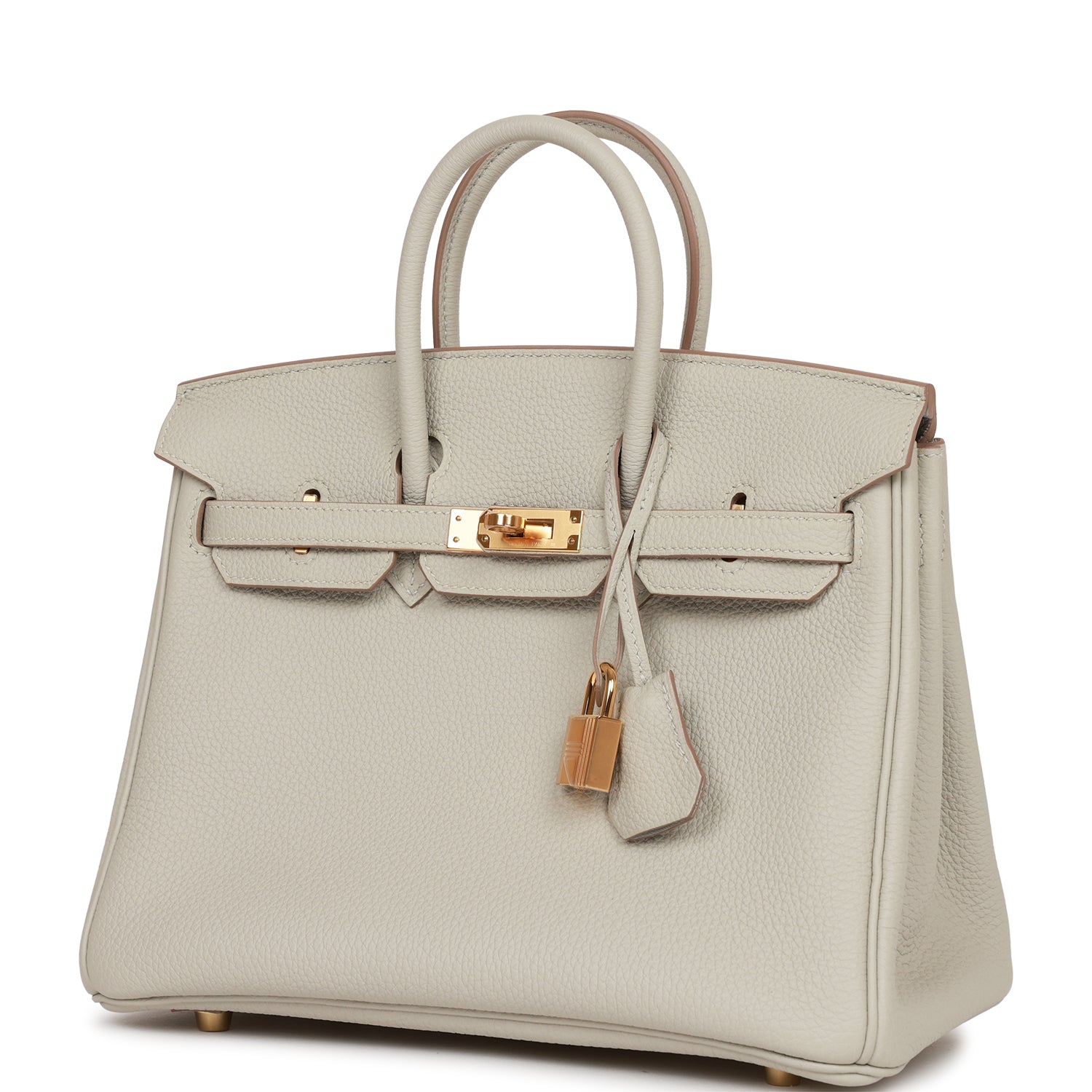 HMS Birkin 25 Gris Perle Togo Gold Hardware