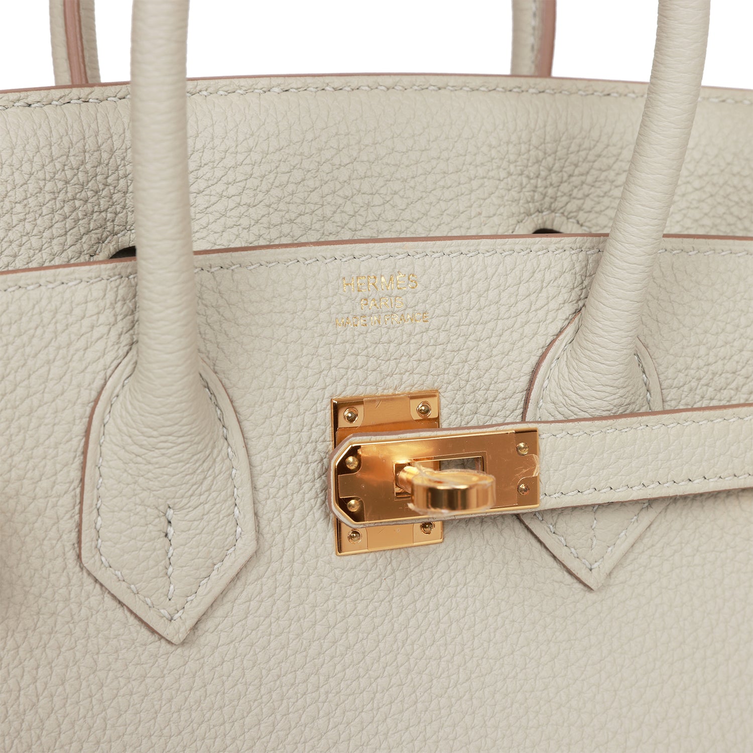 HMS Birkin 25 Gris Perle Togo Gold Hardware