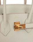 HMS Birkin 25 Gris Perle Togo Gold Hardware