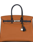 HMS Special Order (HSS) Birkin 35 Gold and Bleu Nuit Togo Brushed Palladium Hardware