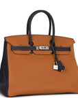 HMS Special Order (HSS) Birkin 35 Gold and Bleu Nuit Togo Brushed Palladium Hardware