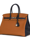 HMS Special Order (HSS) Birkin 35 Gold and Bleu Nuit Togo Brushed Palladium Hardware