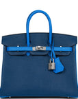 HMS Special Order (HSS) Birkin 25 Bleu Hydra and Bleu Saphir Chèvre Brushed Palladium Hardware