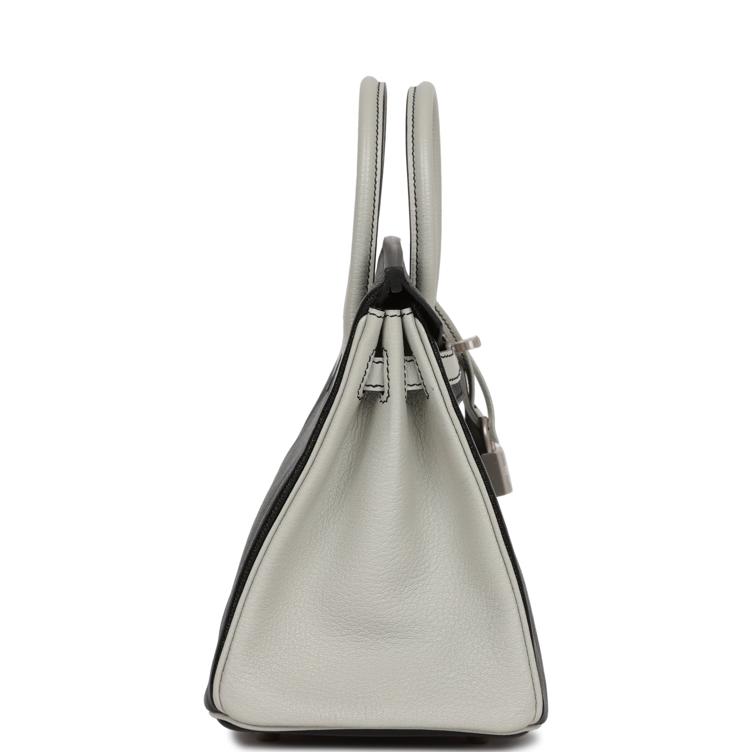 HMS Special Order (HSS) Birkin 25 Black and Gris Perle Chèvre Brushed Palladium Hardware