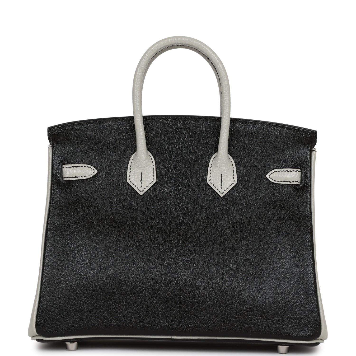 HMS Special Order (HSS) Birkin 25 Black and Gris Perle Chèvre Brushed Palladium Hardware