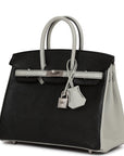 HMS Special Order (HSS) Birkin 25 Black and Gris Perle Chèvre Brushed Palladium Hardware