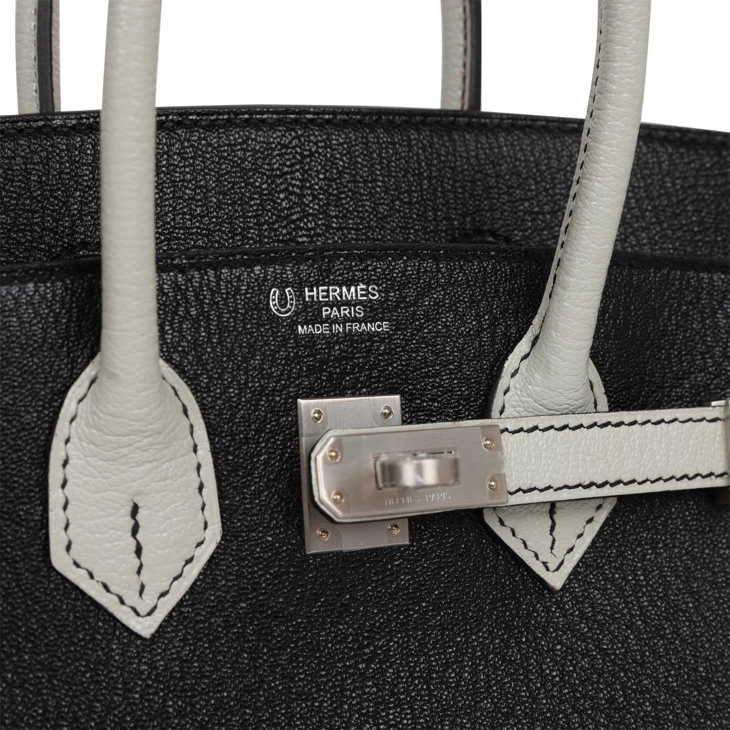HMS Special Order (HSS) Birkin 25 Black and Gris Perle Chèvre Brushed Palladium Hardware