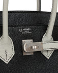 HMS Special Order (HSS) Birkin 25 Black and Gris Perle Chèvre Brushed Palladium Hardware
