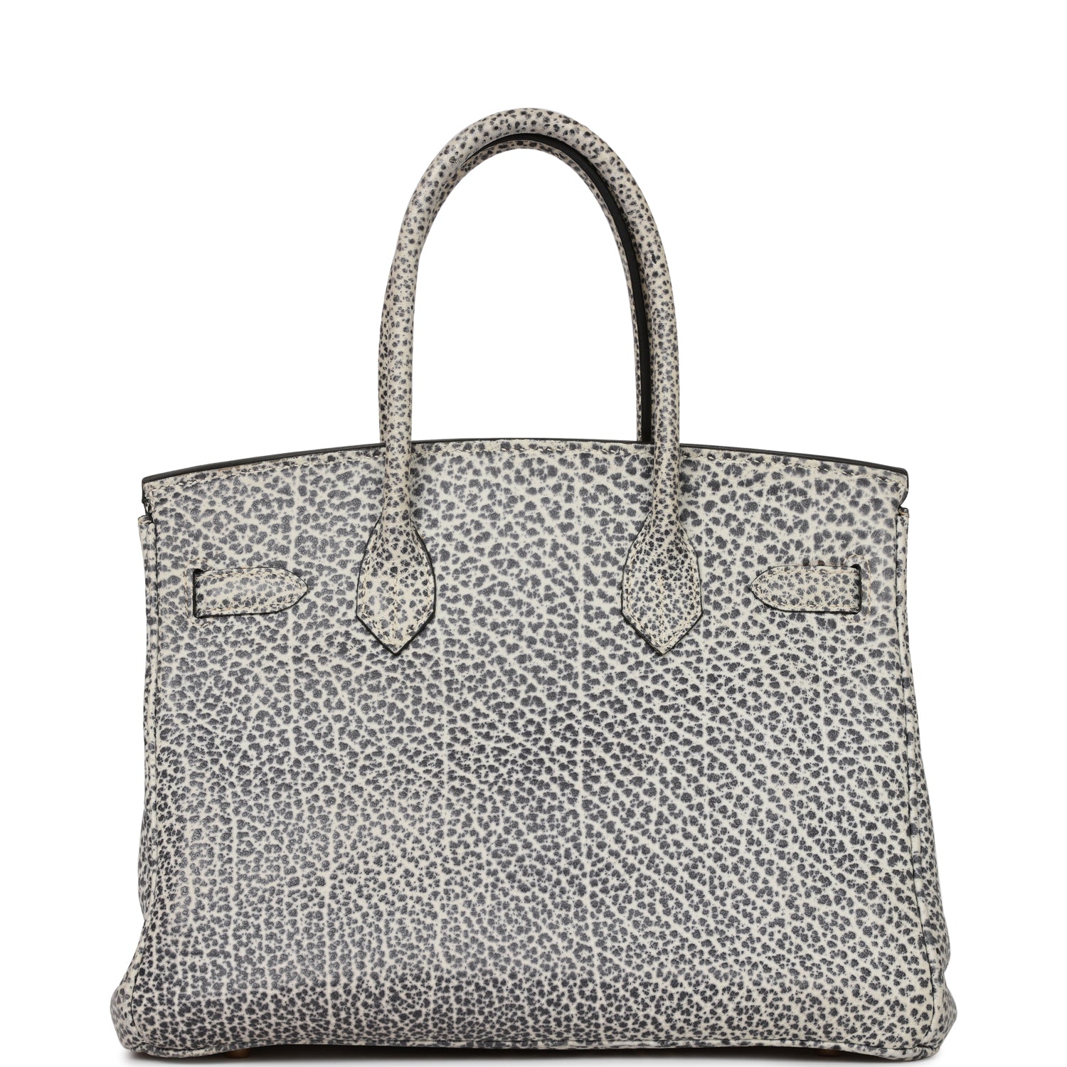 Vintage HMS Birkin 30 White Dalmatian Buffalo Gold Hardware