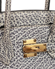 Vintage HMS Birkin 30 White Dalmatian Buffalo Gold Hardware