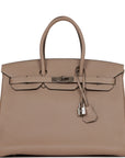 Top Quality HMS Birkin 35 Gris Tourterelle Togo Palladium Hardware
