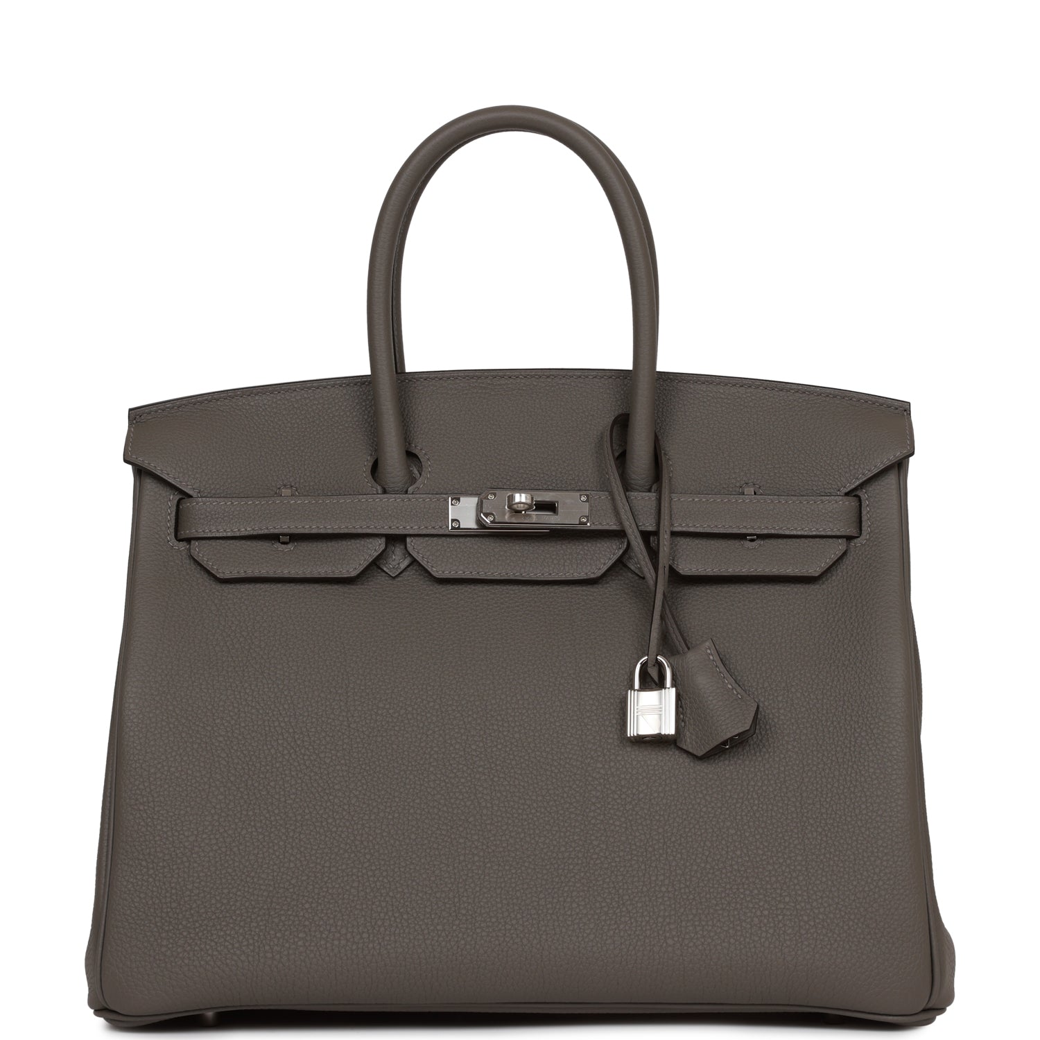 HMS Birkin 35 Gris Meyer Togo Palladium Hardware