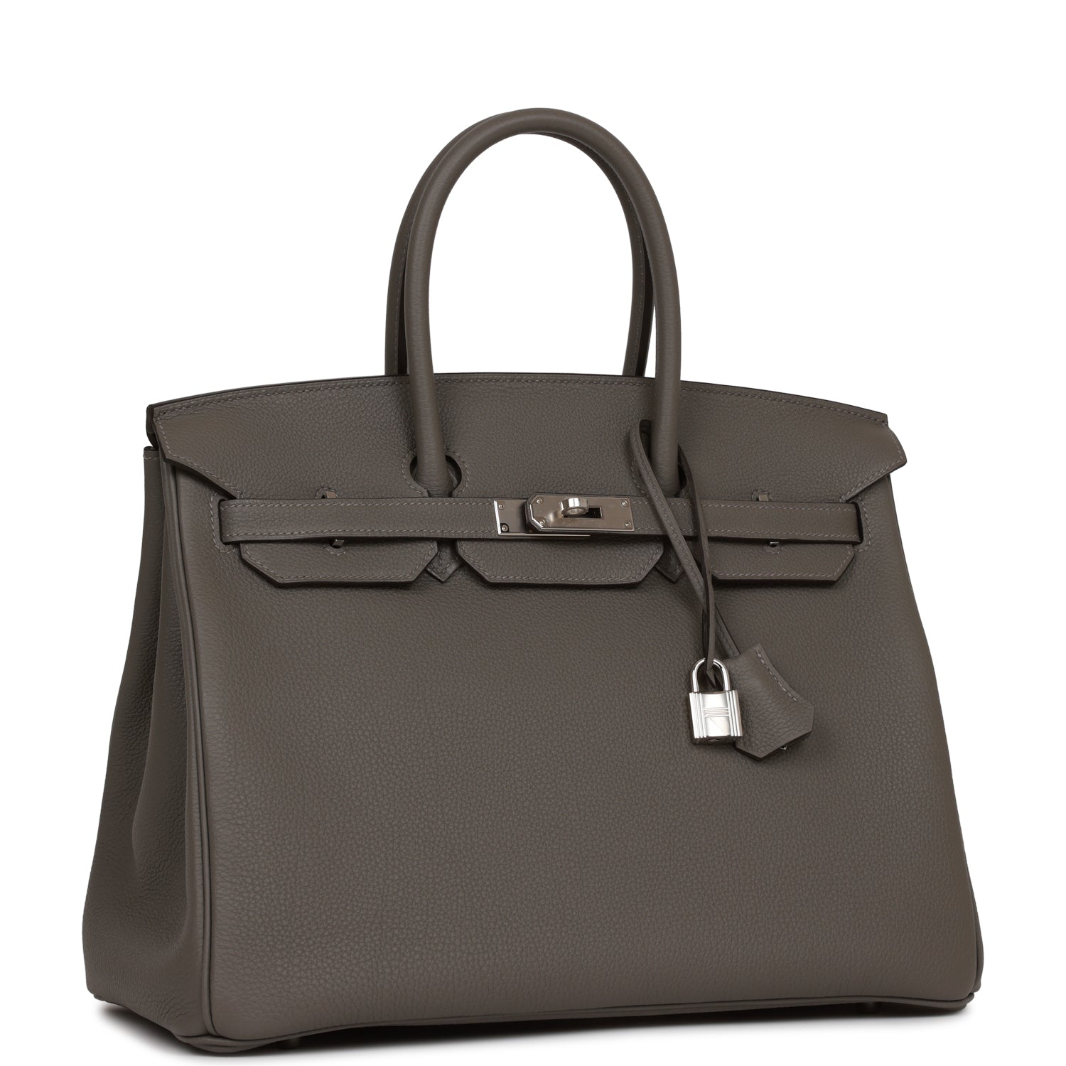 HMS Birkin 35 Gris Meyer Togo Palladium Hardware