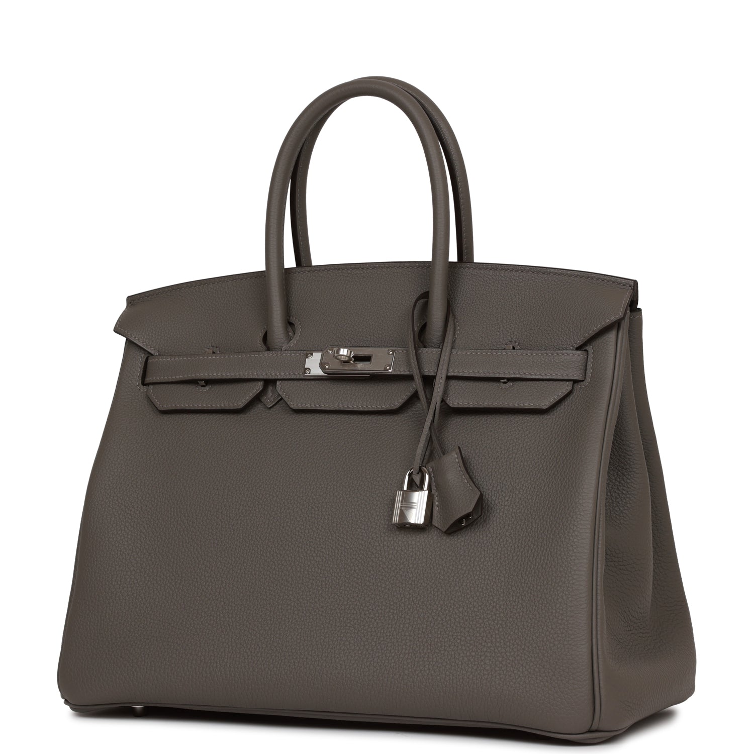 HMS Birkin 35 Gris Meyer Togo Palladium Hardware