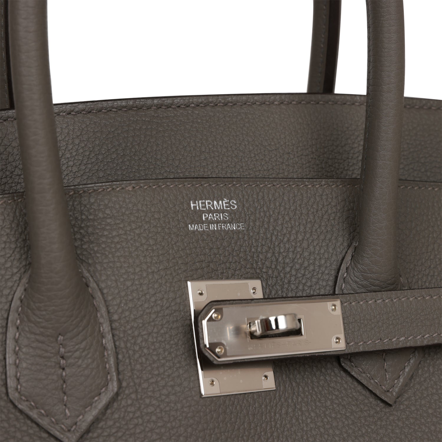 HMS Birkin 35 Gris Meyer Togo Palladium Hardware