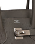 HMS Birkin 35 Gris Meyer Togo Palladium Hardware