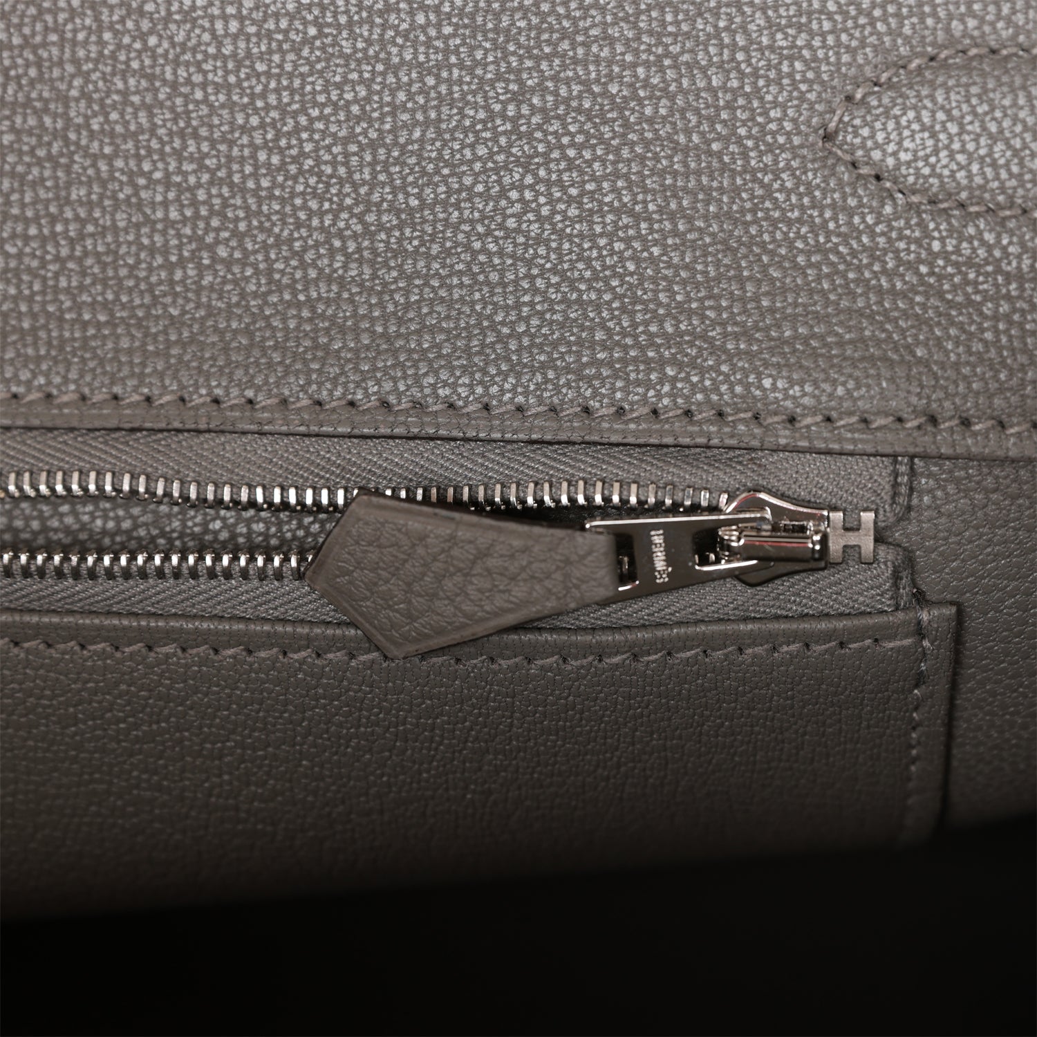 HMS Birkin 35 Gris Meyer Togo Palladium Hardware