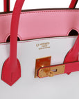 HMS Special Order (HSS) Birkin 35 Rose Tyrien, Rose Lipstick and White Epsom Brushed Gold Hardware