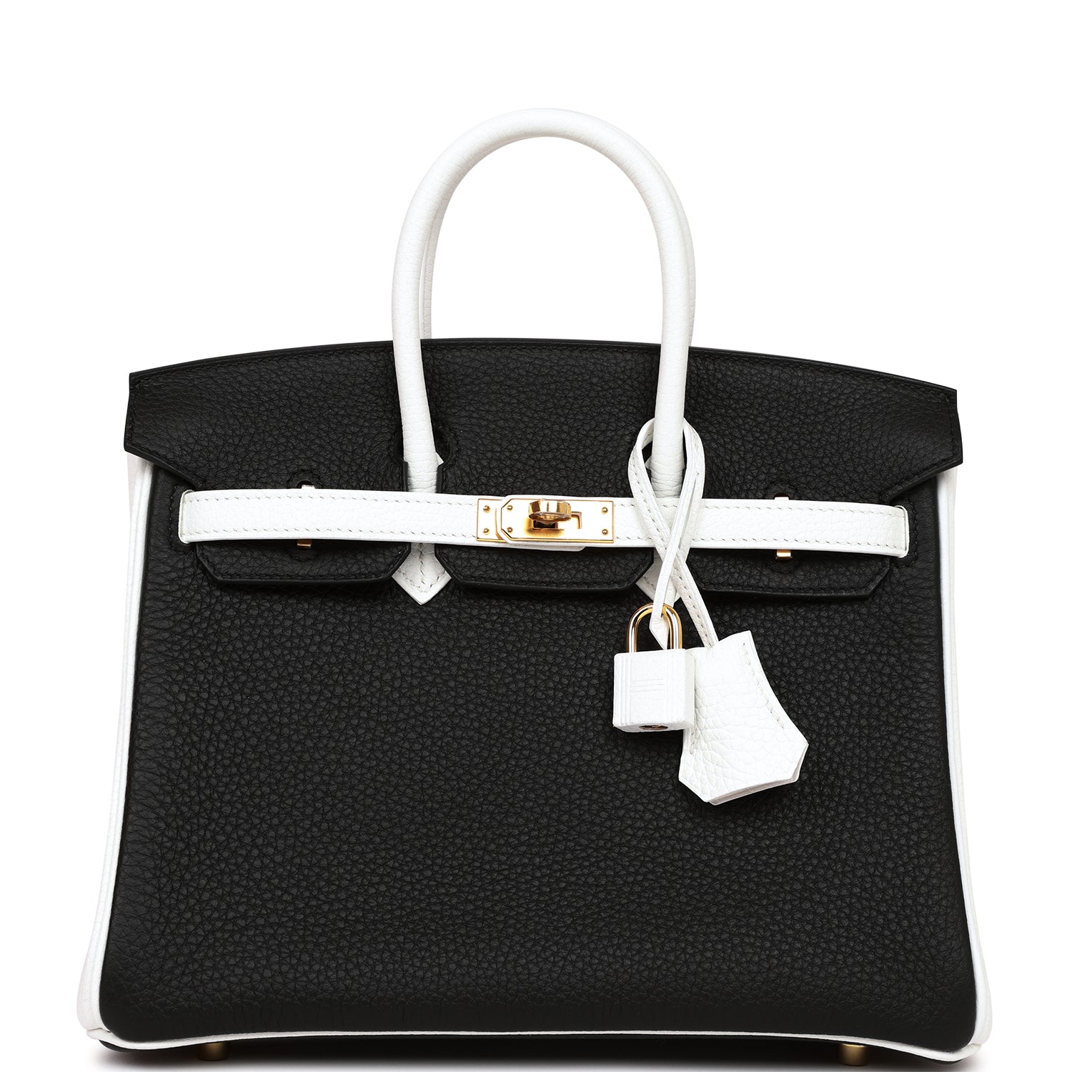 HMS Special Order (HSS) Birkin 25 Black and White Clemence Gold Hardware