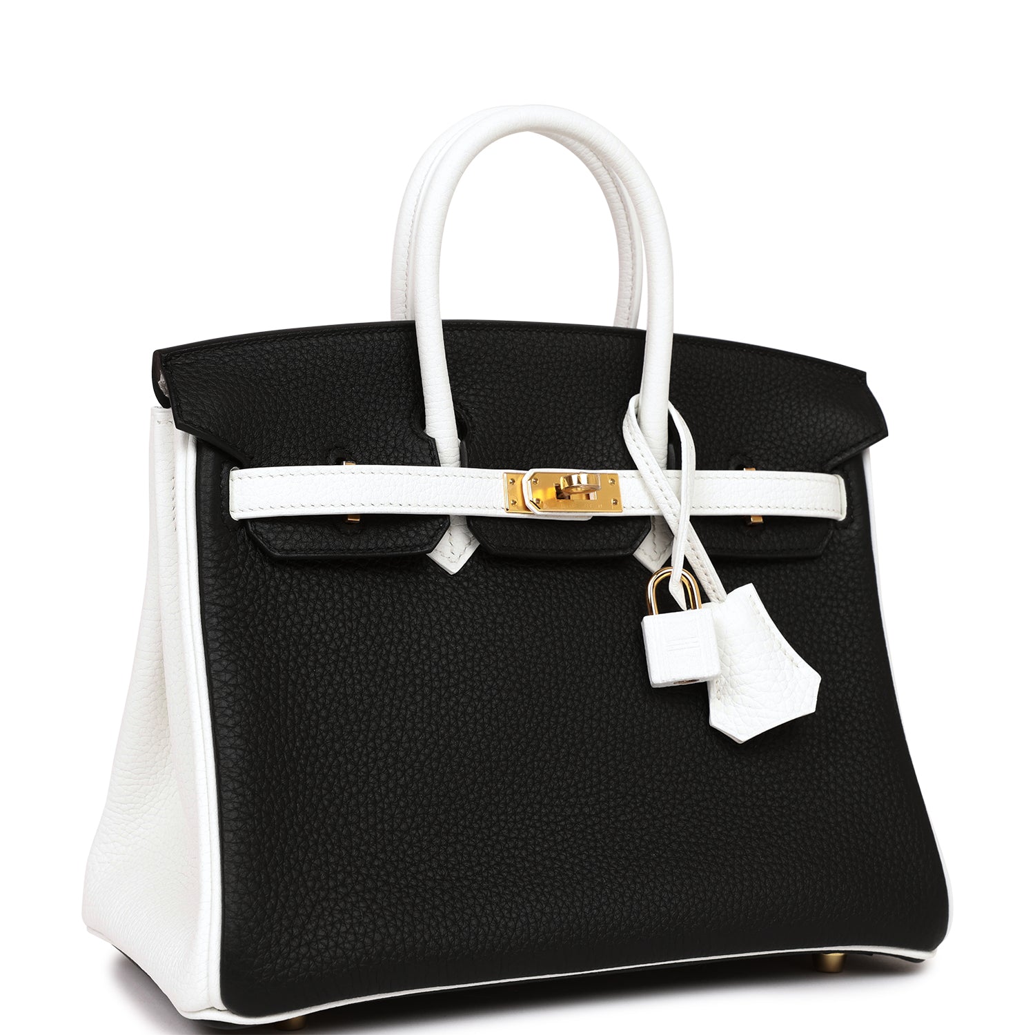 HMS Special Order (HSS) Birkin 25 Black and White Clemence Gold Hardware
