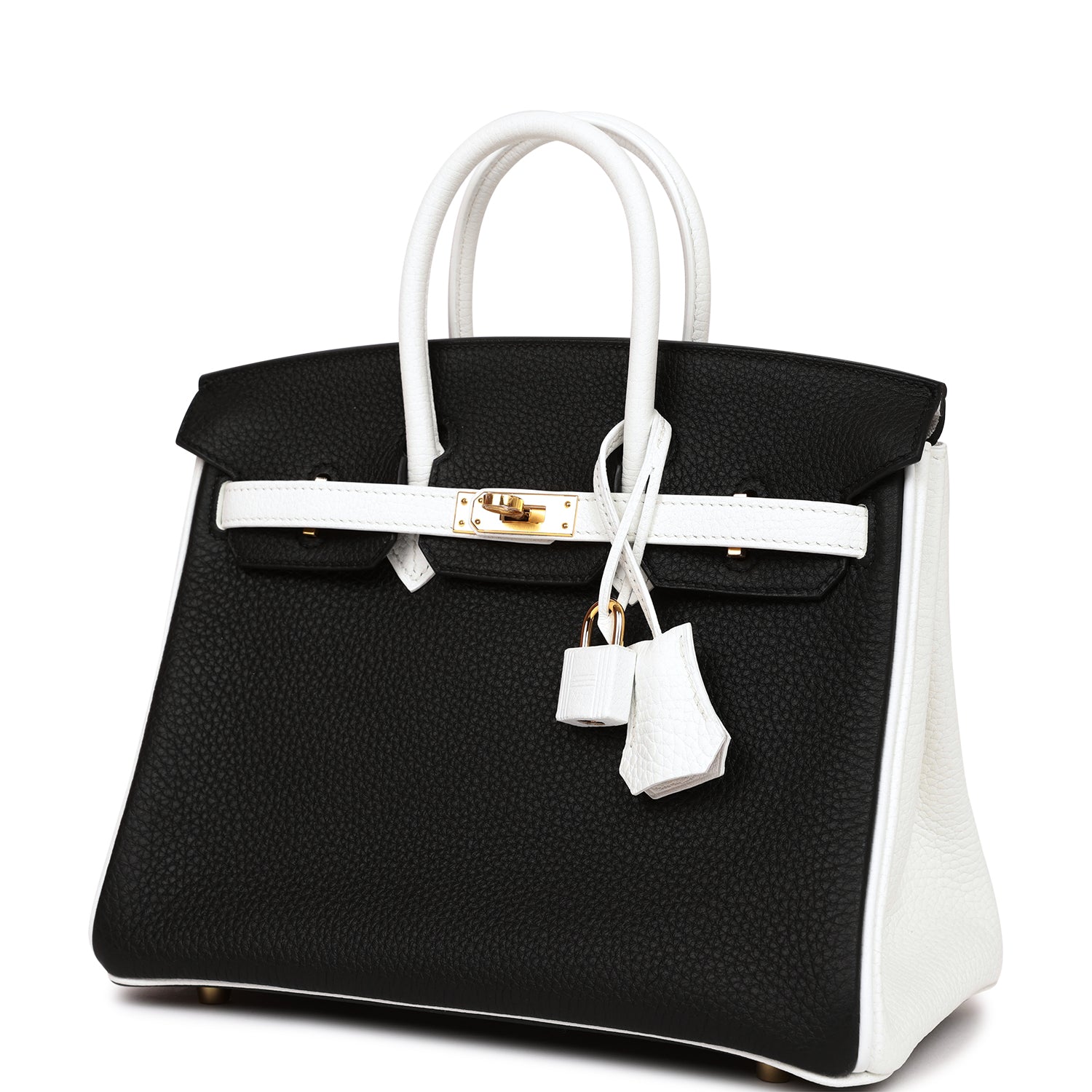 HMS Special Order (HSS) Birkin 25 Black and White Clemence Gold Hardware