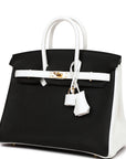 HMS Special Order (HSS) Birkin 25 Black and White Clemence Gold Hardware
