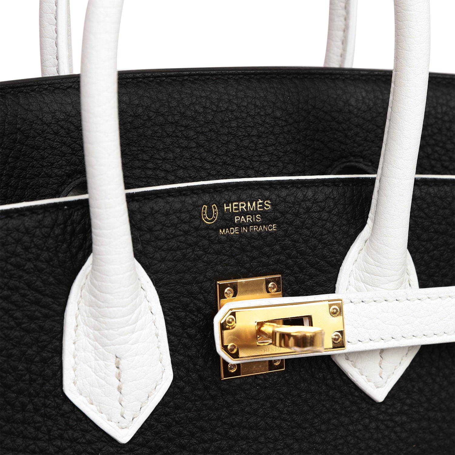 HMS Special Order (HSS) Birkin 25 Black and White Clemence Gold Hardware