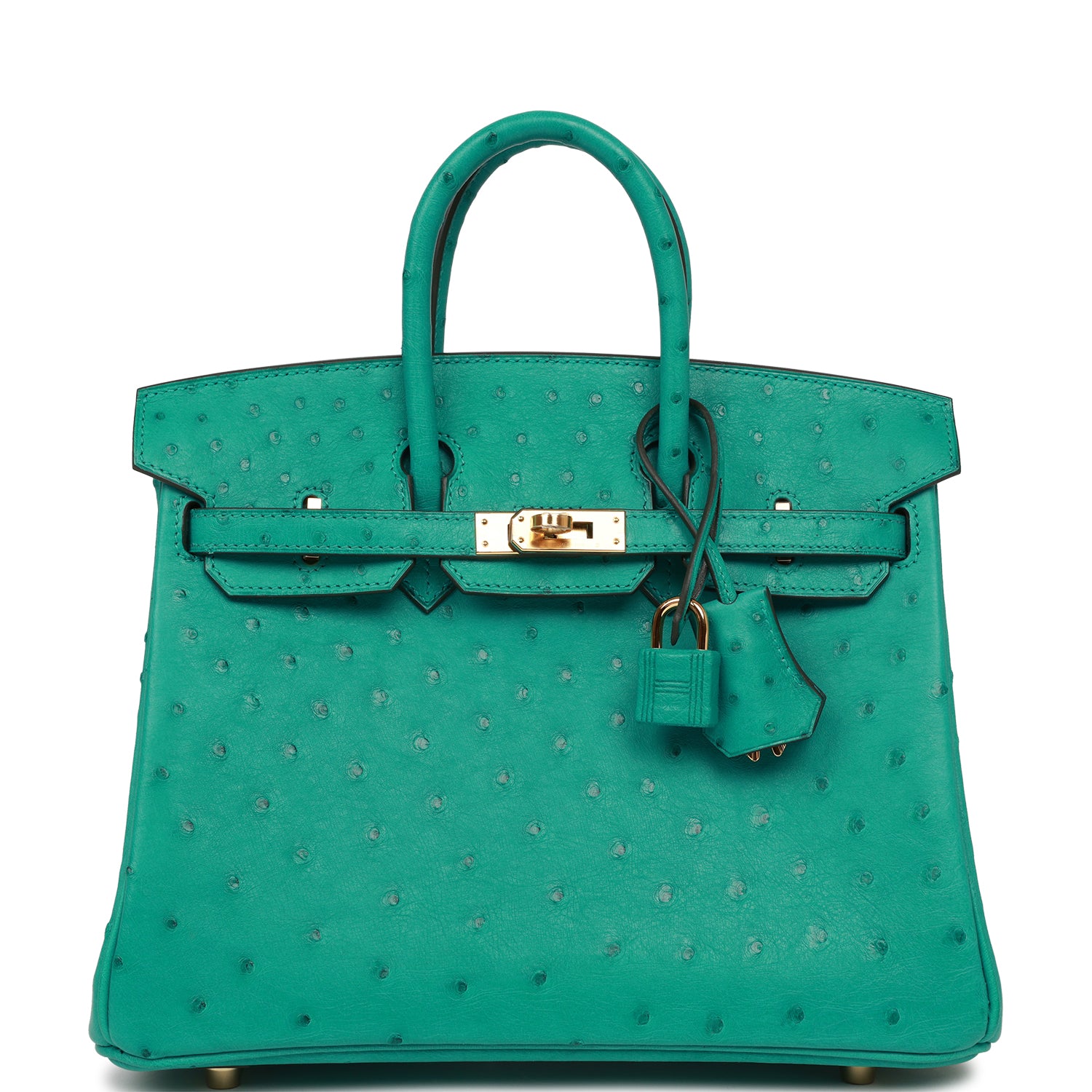 HMS Birkin 25 Vert Verone Ostrich Gold Hardware