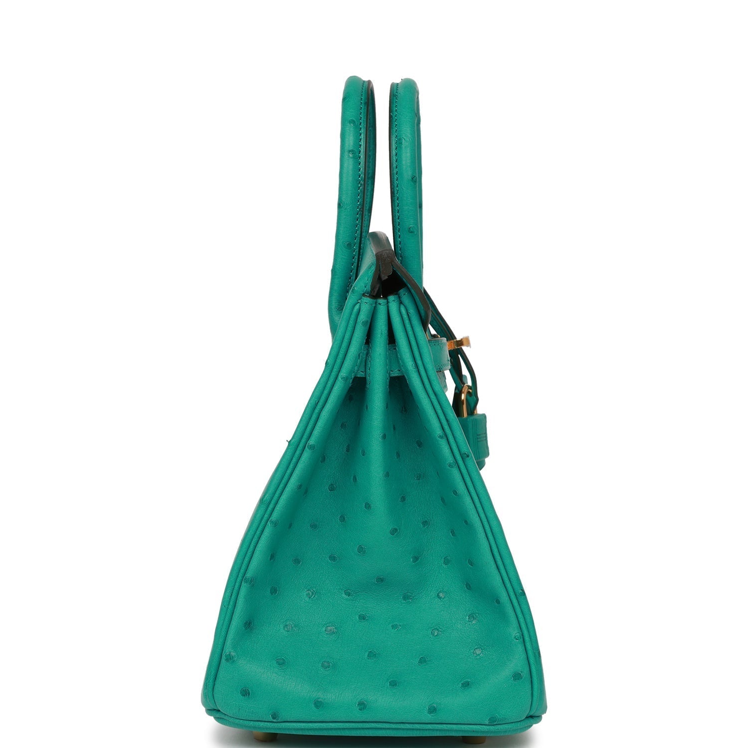 HMS Birkin 25 Vert Verone Ostrich Gold Hardware
