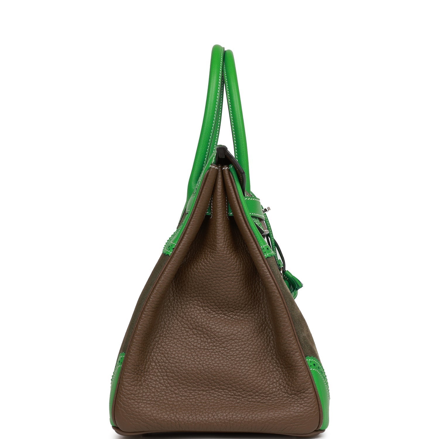 HMS Grizzly Ghillies Birkin 35 Vert de Gris, Bambou and Taupe Doblis Palladium Hardware