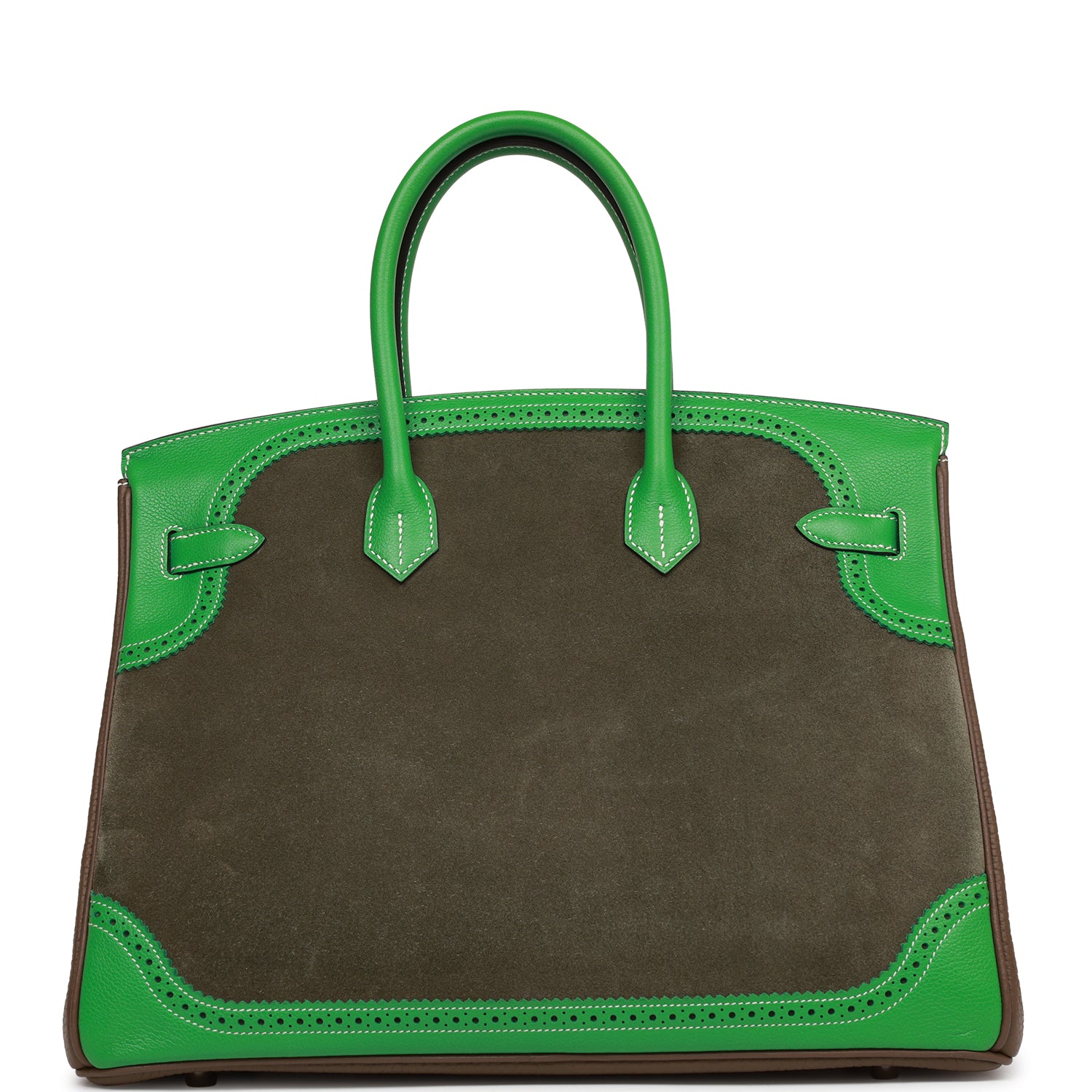HMS Grizzly Ghillies Birkin 35 Vert de Gris, Bambou and Taupe Doblis Palladium Hardware
