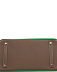HMS Grizzly Ghillies Birkin 35 Vert de Gris, Bambou and Taupe Doblis Palladium Hardware