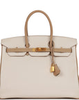 HMS Special Order (HSS) Birkin 35 Craie and Trench Clemence Brushed Gold Hardware