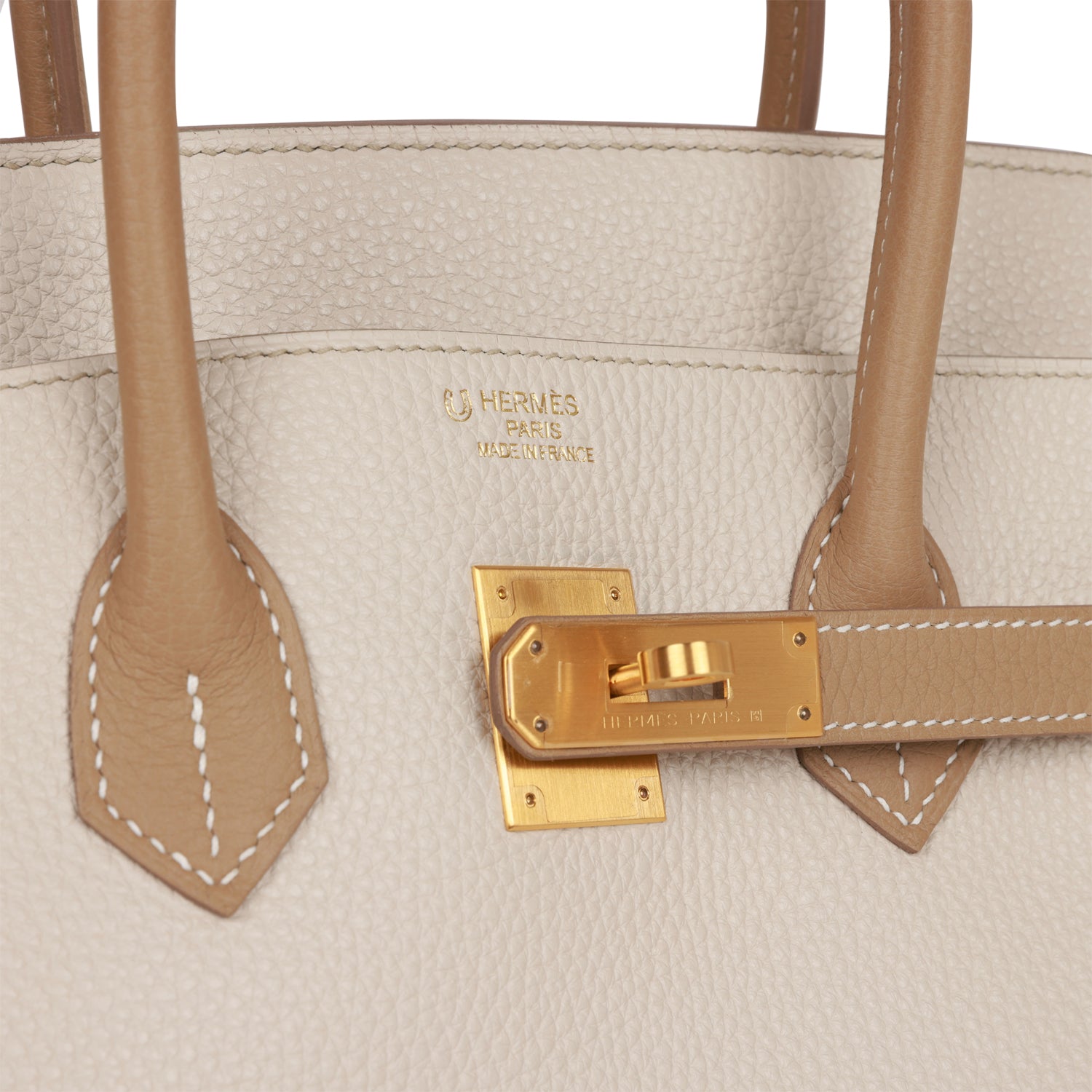 Top Quality HMS Special Order (HSS) Birkin 35 Craie and Trench Clemence Brushed Gold Hardware