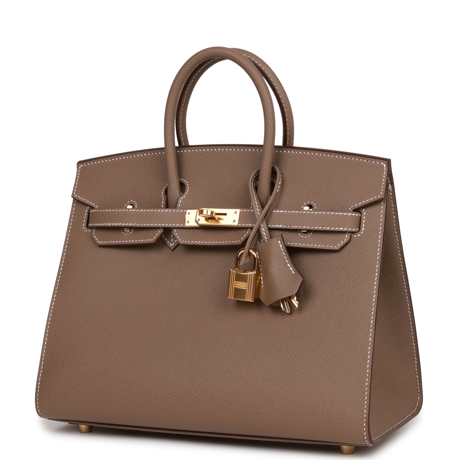 HMS Birkin Sellier 25 Etoupe Epsom Gold Hardware