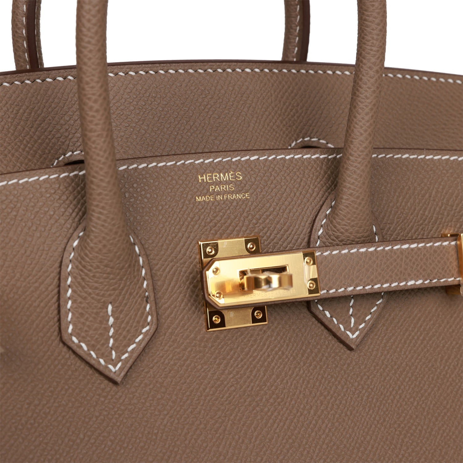 HMS Birkin Sellier 25 Etoupe Epsom Gold Hardware