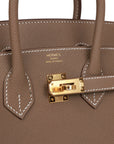 HMS Birkin Sellier 25 Etoupe Epsom Gold Hardware