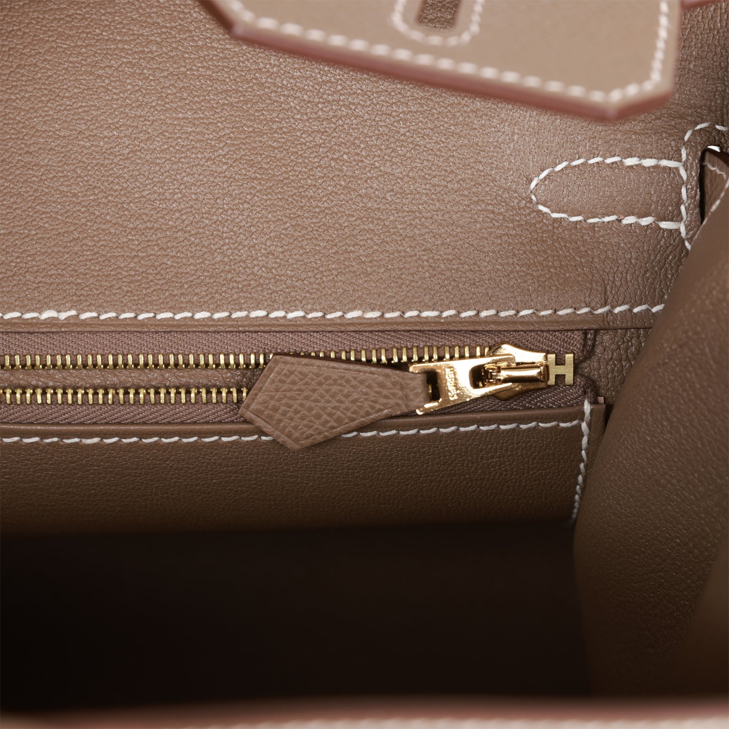 HMS Birkin Sellier 25 Etoupe Epsom Gold Hardware
