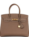 HMS Birkin 30 Etoupe Togo Gold Hardware