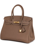 HMS Birkin 30 Etoupe Togo Gold Hardware