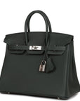 HMS Birkin 25 Vert Fonce Togo Palladium Hardware