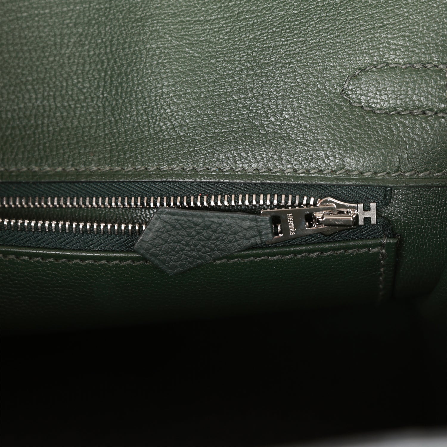 HMS Birkin 25 Vert Fonce Togo Palladium Hardware