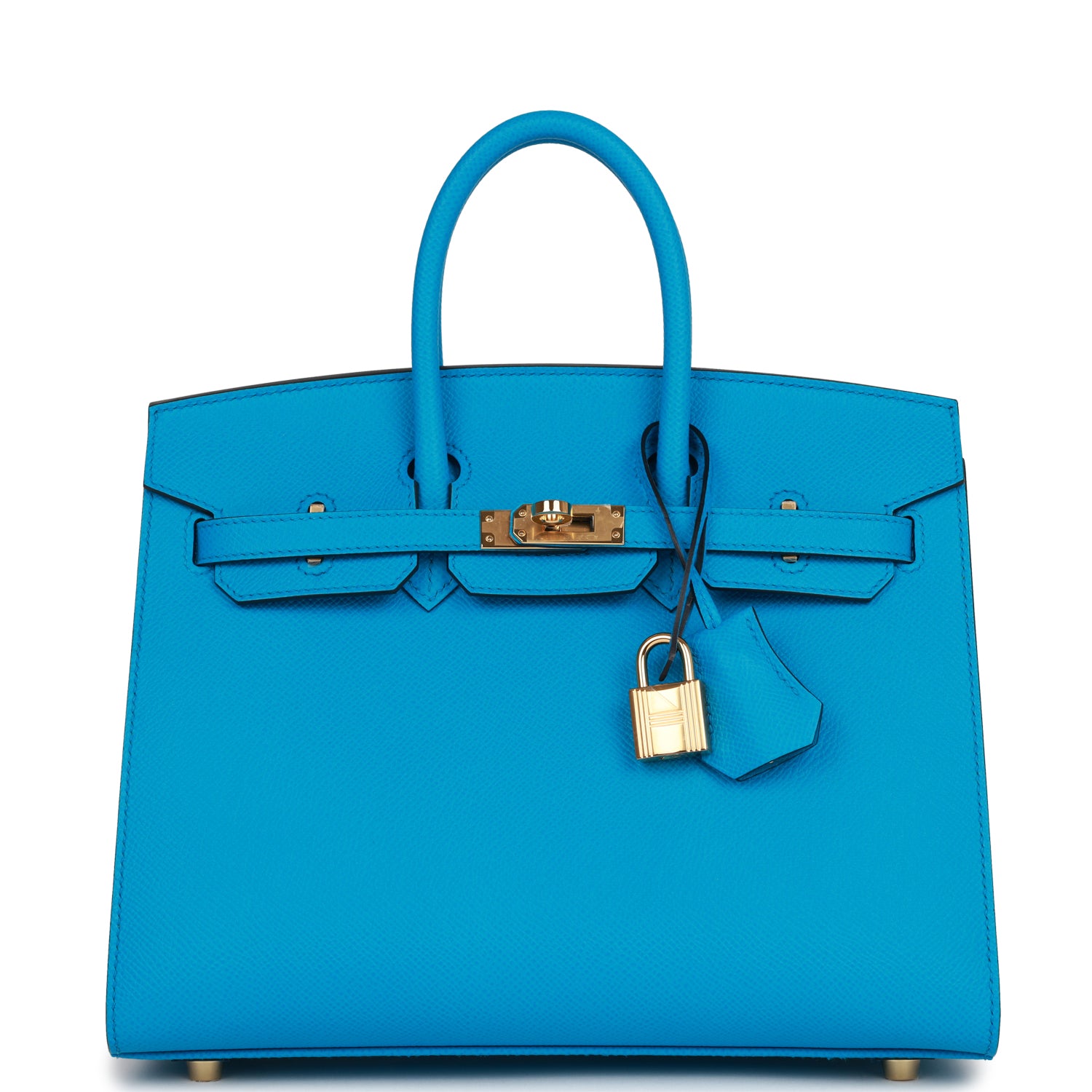 HMS Birkin Sellier 25 Bleu Frida Epsom Gold Hardware