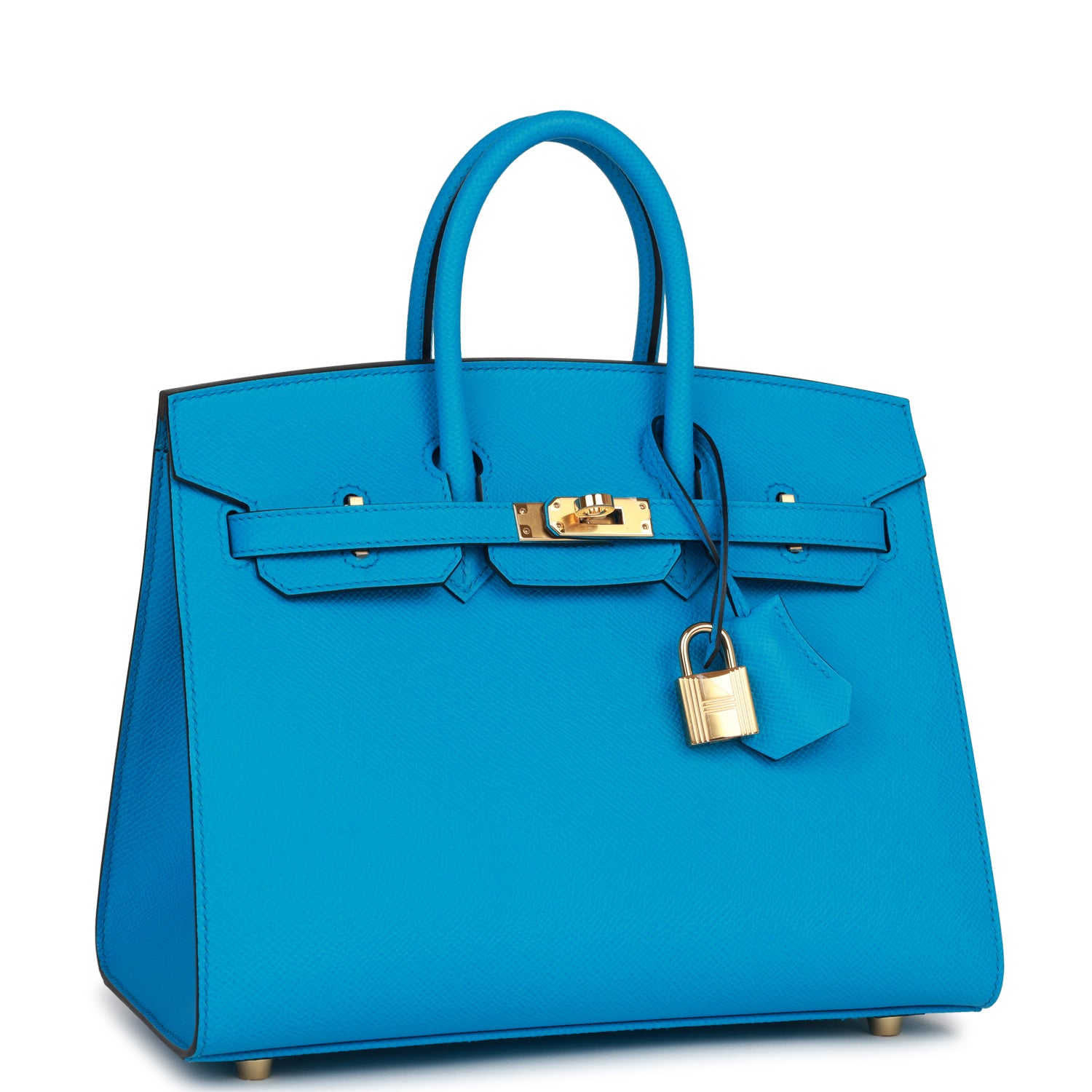 HMS Birkin Sellier 25 Bleu Frida Epsom Gold Hardware