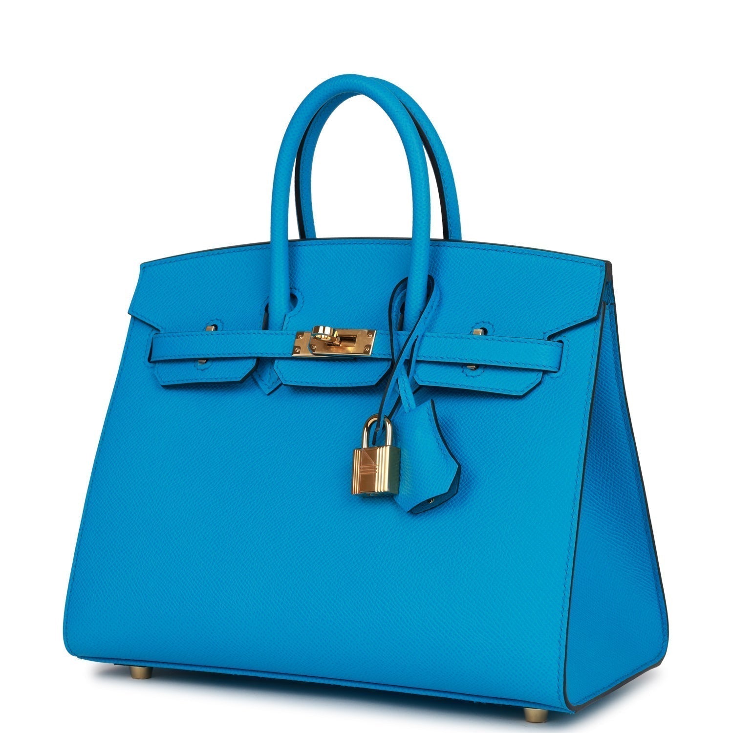 HMS Birkin Sellier 25 Bleu Frida Epsom Gold Hardware